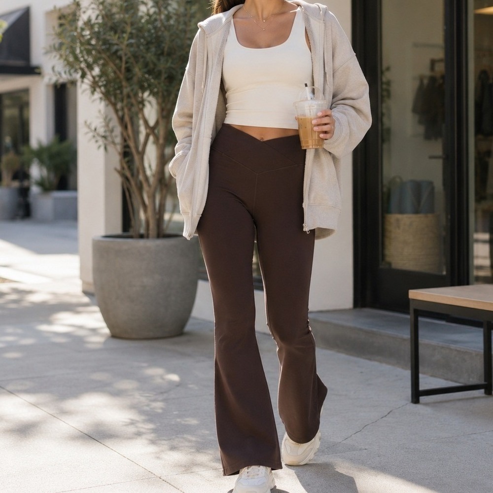 OFFLINE by Aerie‎ Real Me Crossover Flare Leggings Espresso Brown High Rise XS